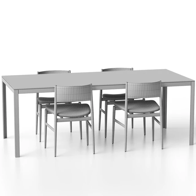 NEVE armless chair with upholstery and FRACTAL table by Porro — Descargar