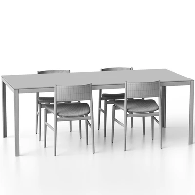 NEVE armless chair with upholstery and FRACTAL table by Porro — Ver 2