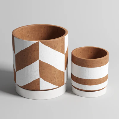 collection of earthenware and patternd concrete vases — Вид 3