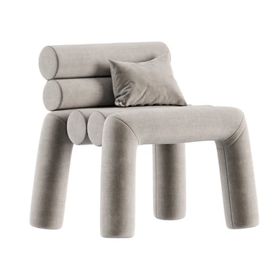 Beige Velvet Accent Chair — Вид 3