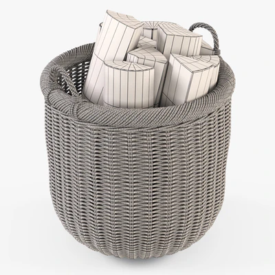 Basket with firewood 007 / brown — Ver 2