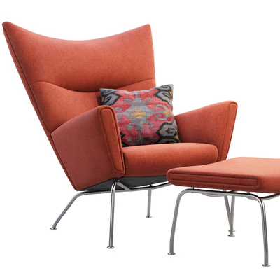 CH445 Wing Chair and ottoman — Ver 1