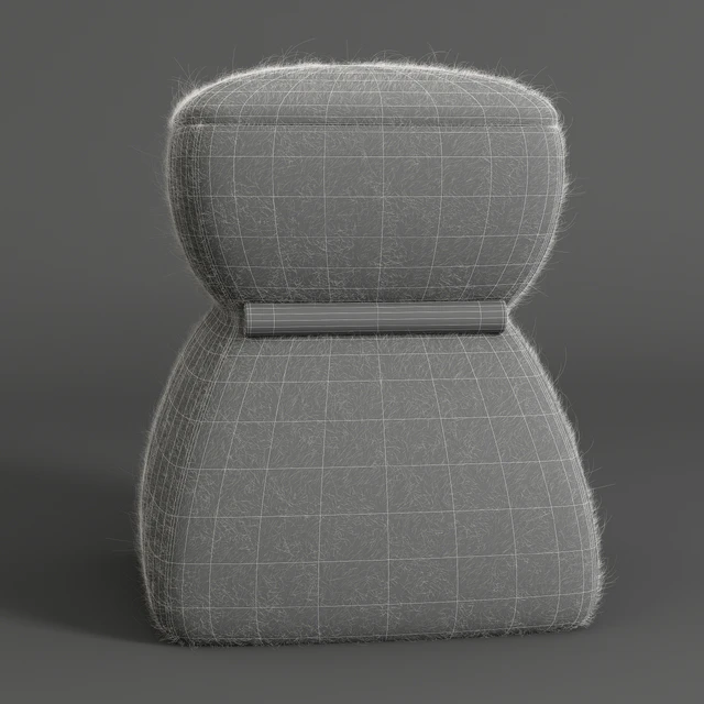 Cusi Modern Pouf in White Mohair — Скачать