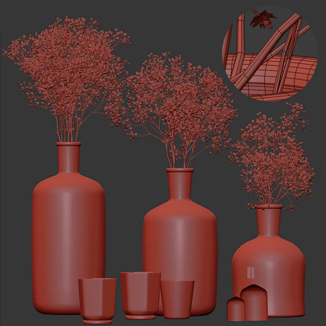 Decorative set with gypsophila flower and candles — Descargar