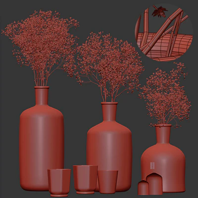 Decorative set with gypsophila flower and candles — Ver 2
