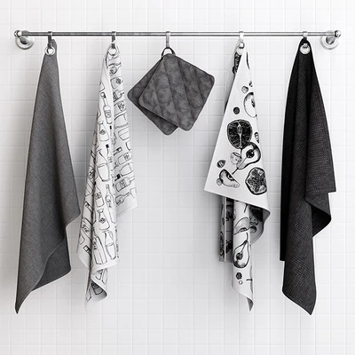Zara Grey Towels on Hooks — Ver 1