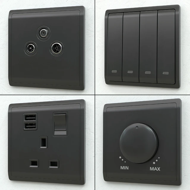 Schneider pieno switches & sockets matte black — Descargar