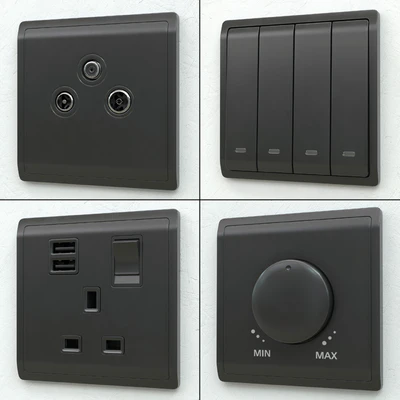 Schneider pieno switches & sockets matte black — Ver 2