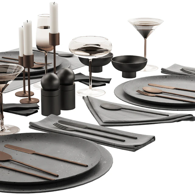 065 Tableware decor set 03 ceramic bronze black 00 — Descargar