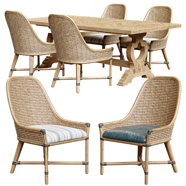 Keeling woven side chair and farmington rectangular dinning table — Скачать
