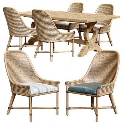 Keeling woven side chair and farmington rectangular dinning table — Вид 1