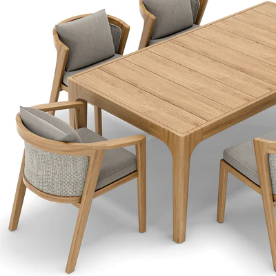 RH Outdoor Malta restangular table and chair — Ver 3