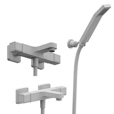 Thermostatic bath faucet with shower set Cisal Cubic — Ver 2