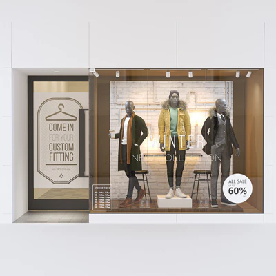 Shop front with male mannequin — Ver 1
