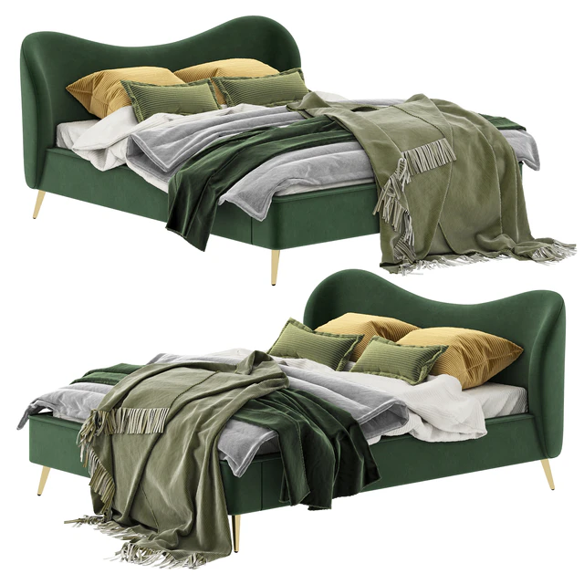 Made Kooper King Size Bed, Laurel Green Velvet — Descargar