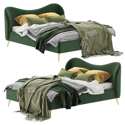 Made Kooper King Size Bed, Laurel Green Velvet — Ver 1