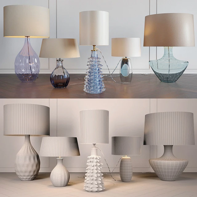 Heathfield&Co Table Lamps BLUE Set 3 — Скачать