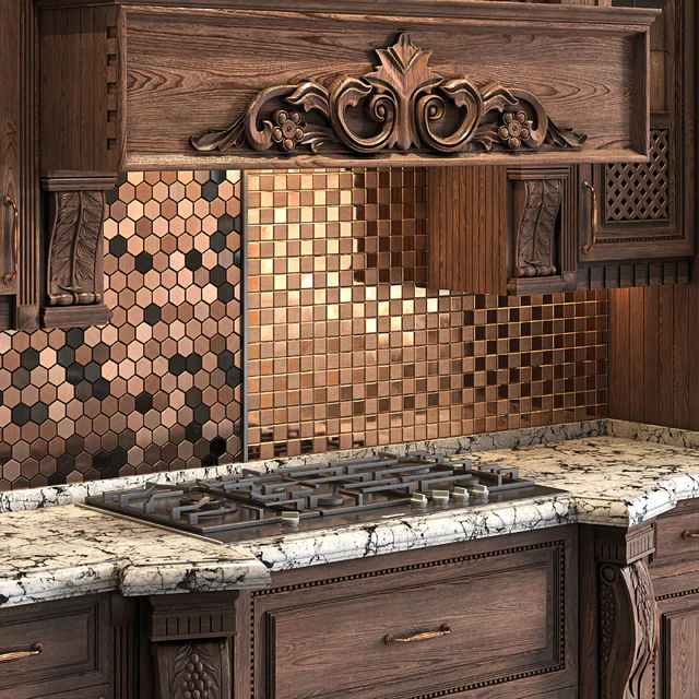 Classic wooden luxury Kitchen Deluxe 2 — Скачать