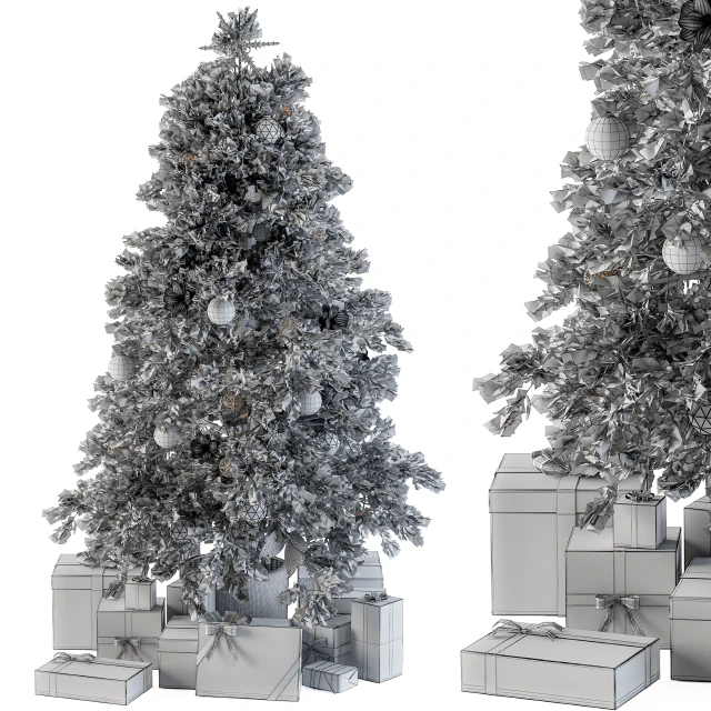 Christmas Decoration 01 - Christmas White Tree with Gift — Descargar