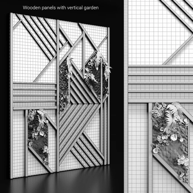 Wooden panels and vertical garden 3 — Скачать