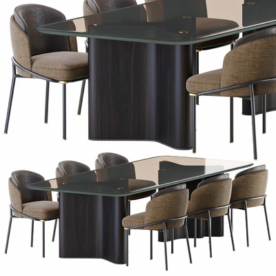 Minotti lou dining table & chair fil noir — Ver 1