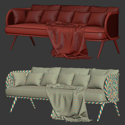 Victoria wooden rattan three-seater sofa VA30 / Трехместный садовый диван из ротанга — Вид 2