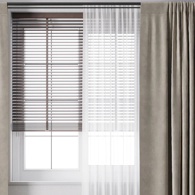 Curtain with metal curtain rod & metal blind 06 — Descargar