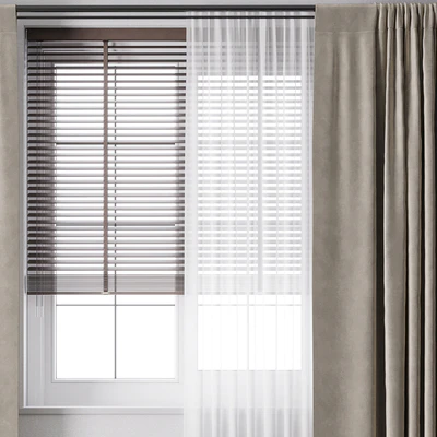 Curtain with metal curtain rod & metal blind 06 — Ver 2