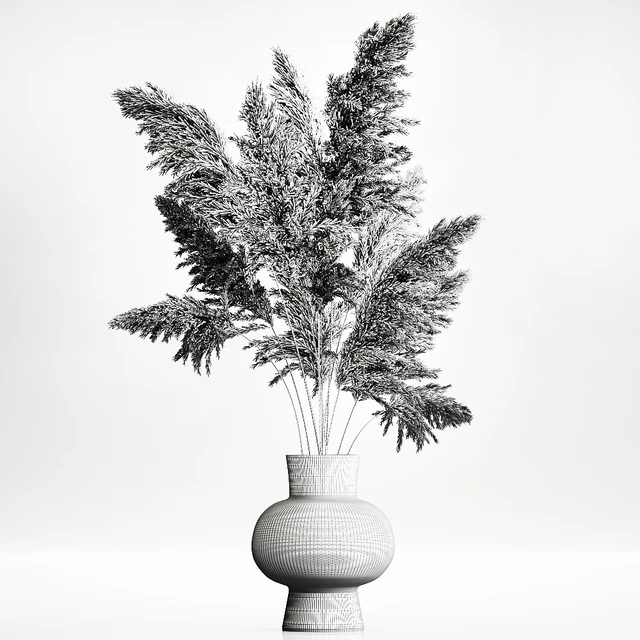 A beautiful lush bouquet of dried flowers in a vase with dry branches of pampas, Cortaderia, white reeds. 150. — Descargar