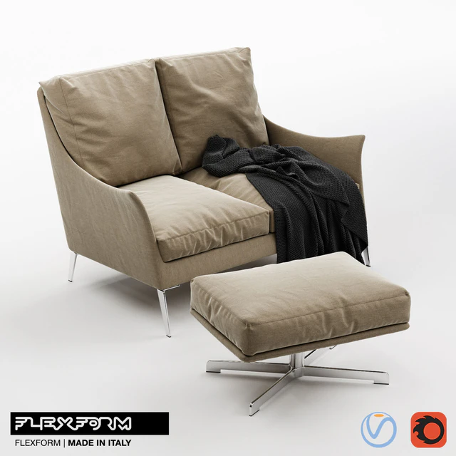 Flexform Boss Sofa & Pouf — Скачать