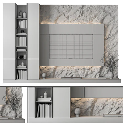 TV Wall Rock Wall and Wood - Set 78 — Ver 2