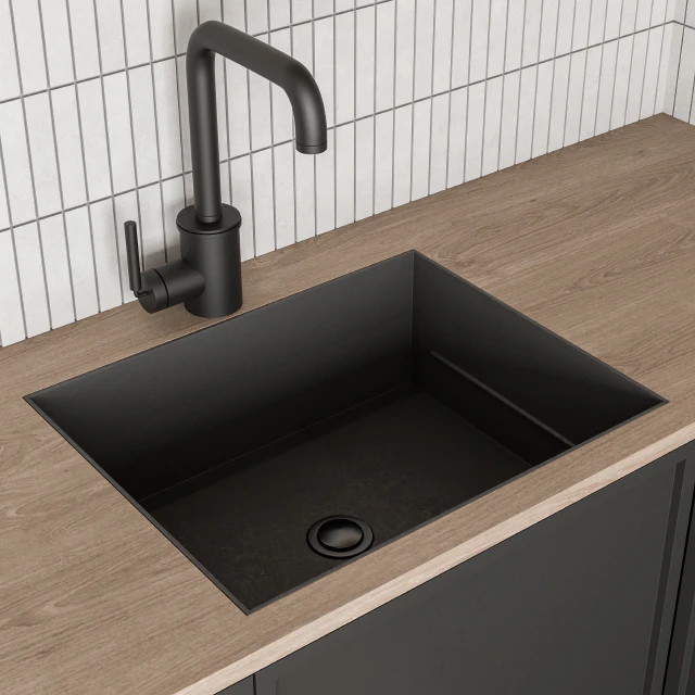 Kitchen Modern - Black and white with wood 50 — Скачать
