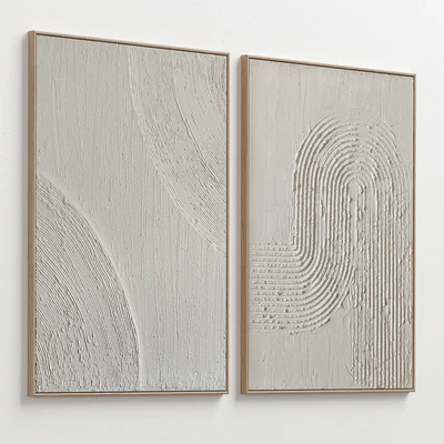 Mid-Century Beige Textural Plaster Wall Art C-454 — Ver 2