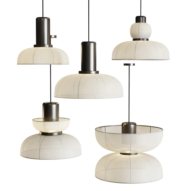 Japanese Wabi-Sabi Fabric Pendant Lights style AD — Descargar
