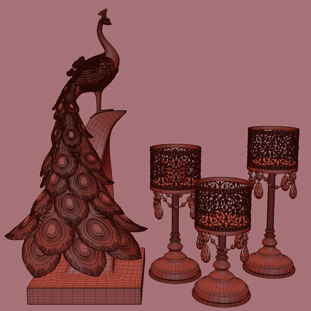 Decoration Set 25 Peacock and candles. — Скачать