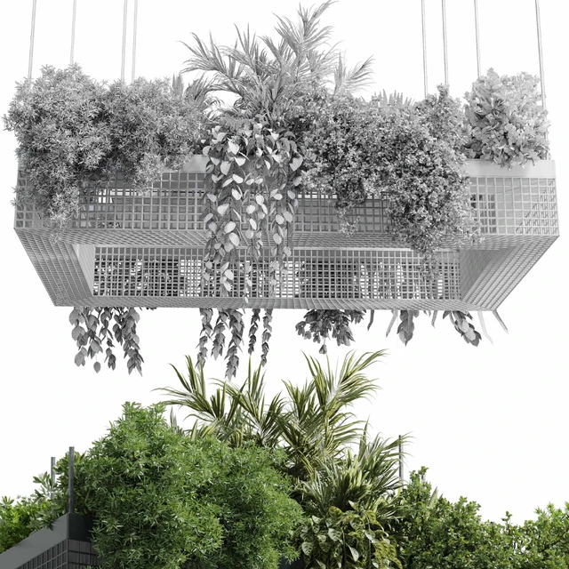hanging plants - indoor plant set 447 Rectangle pendant pot vray — Скачать