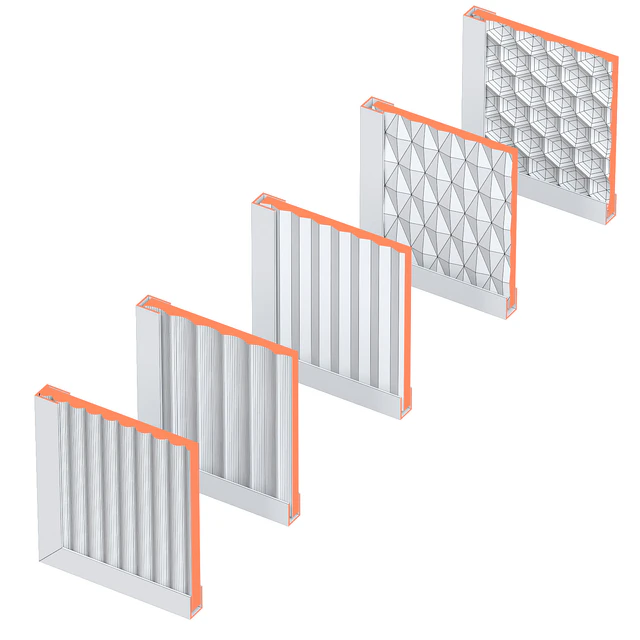 Partitions made of ribbed glass with lighting. — Descargar