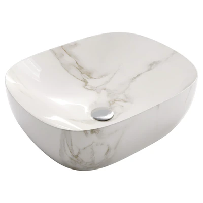 Oval ceramic sink with marble effect, Mabel — download