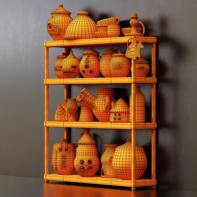 Dishes clay n20 / Clay crockery shelf no.20 — Descargar