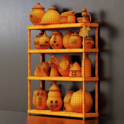 Dishes clay n20 / Clay crockery shelf no.20 — Ver 2