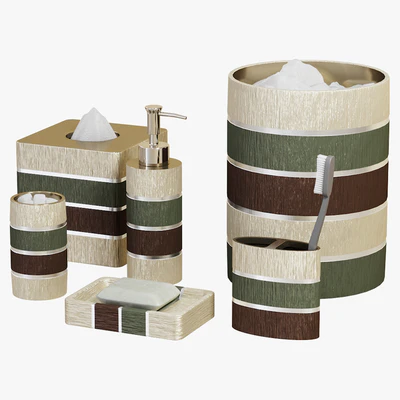 Modern Line Sage Striped Bath Accessories — Ver 1