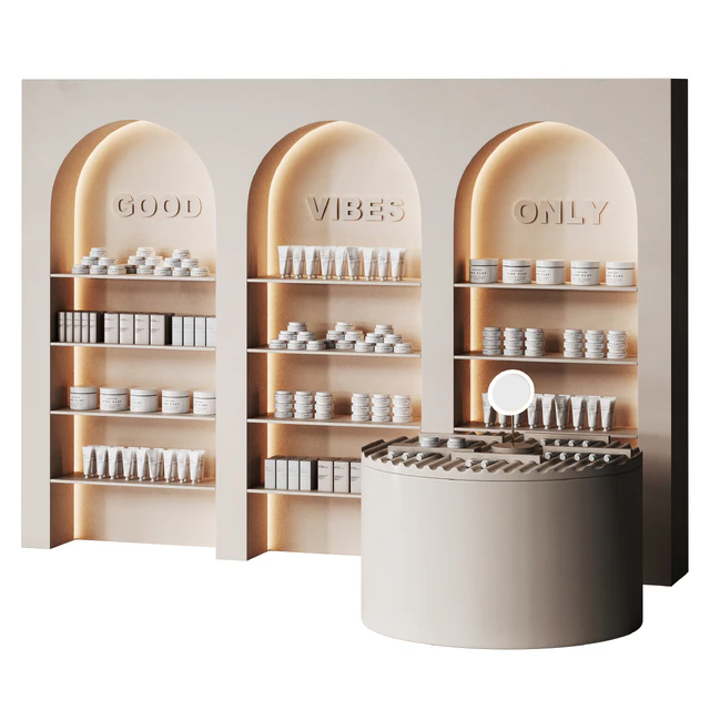 Beauty salon cosmetic set with arches in beige — Descargar