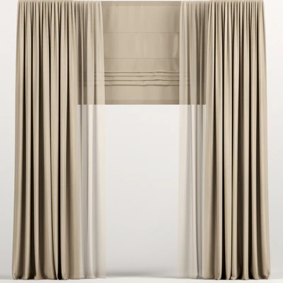 Light brown curtains with Roman and tulle. — Ver 1