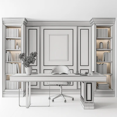 Classic Boss Desk and Library Set - Office Furniture 277 — Вид 2