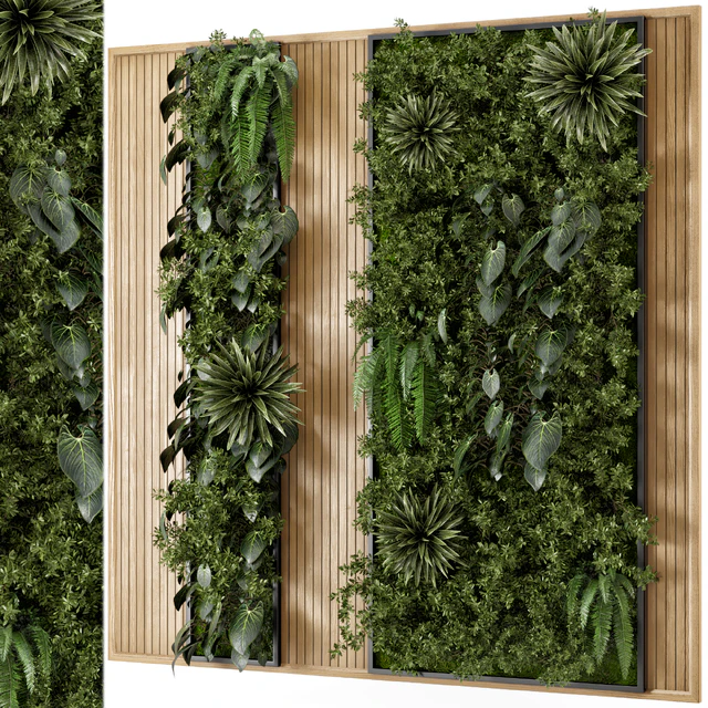 Indoor Wall  Vertical Garden in Wooden Base - Set 536 — Скачать