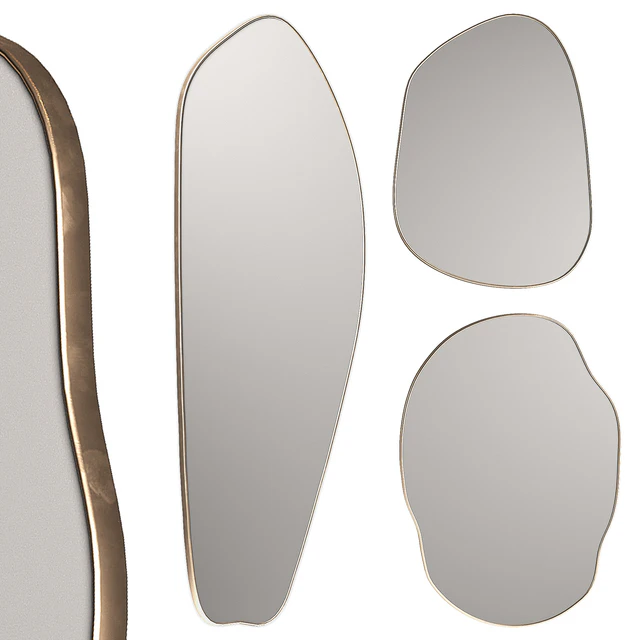 Rose Brassy Silva mirrors by Ethnikliving. Wavy curved organic mirror set. — Скачать