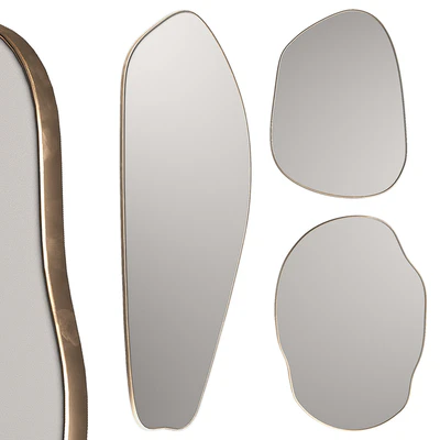Rose Brassy Silva mirrors by Ethnikliving. Wavy curved organic mirror set. — Вид 3