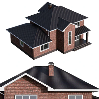 Two-storey brick house with a pitched roof — Ver 3