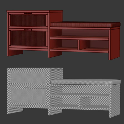 Wooden rattan couch — Ver 2