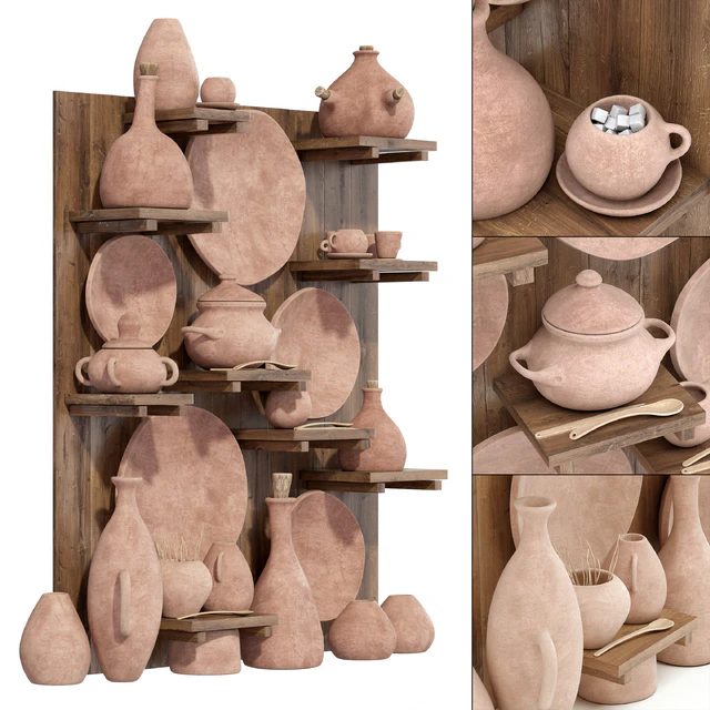 Dishes clat rack n10 / Стеллаж посуды из глины — Скачать